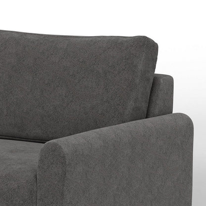 Canapé Ata, polyester gris fer, 2 coussins décoratifs, bois massif marron, 218 cm