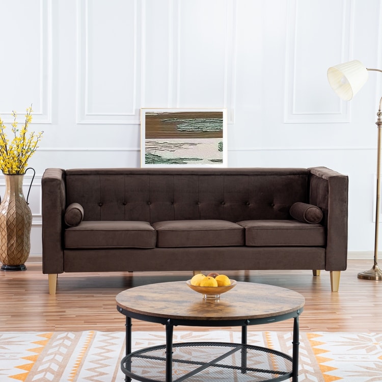 Canapé pour salon, canapé du milieu du siècle, coussin capitonné, pieds en bois massif pour salon, chambre à coucher, confortable