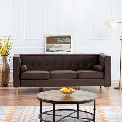 Canapé pour salon, canapé du milieu du siècle, coussin capitonné, pieds en bois massif pour salon, chambre à coucher, confortable