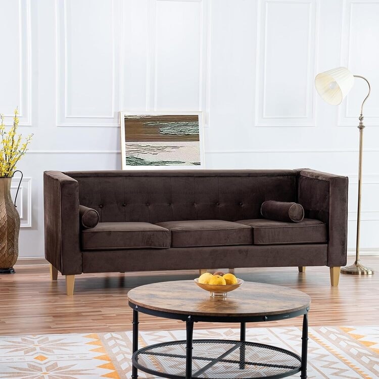 Canapé pour salon, canapé du milieu du siècle, coussin capitonné, pieds en bois massif pour salon, chambre à coucher, confortable