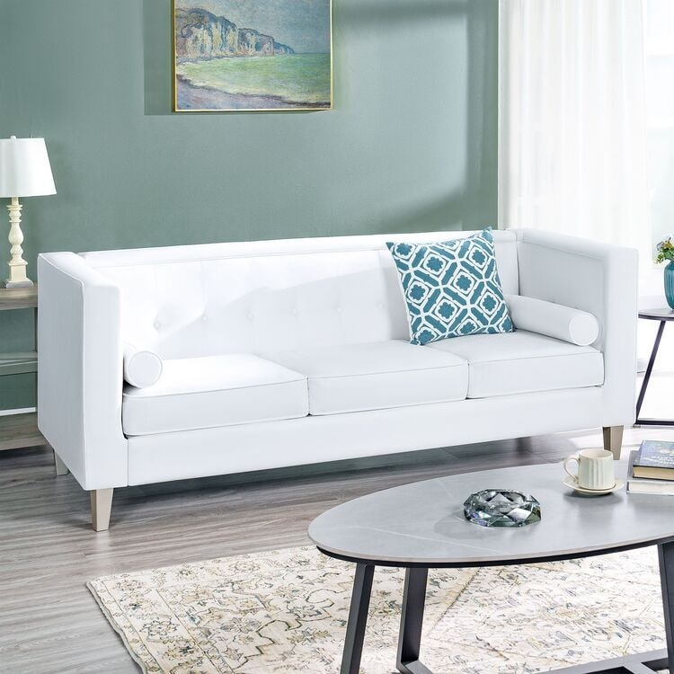 Canapé pour salon, canapé du milieu du siècle, coussin capitonné, pieds en bois massif pour salon, chambre à coucher, confortable