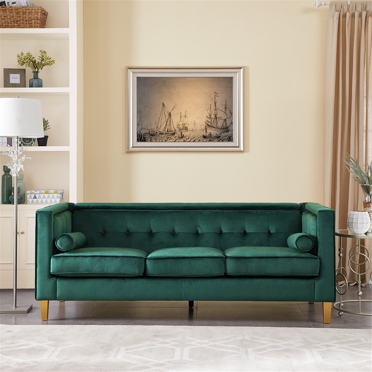 Canapé pour salon, canapé du milieu du siècle, coussin capitonné, pieds en bois massif pour salon, chambre à coucher, confortable