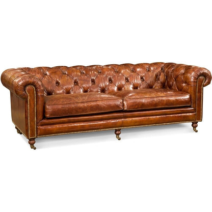 Canapé Chesterfield en cuir pleine fleur Aurelle Home Premier