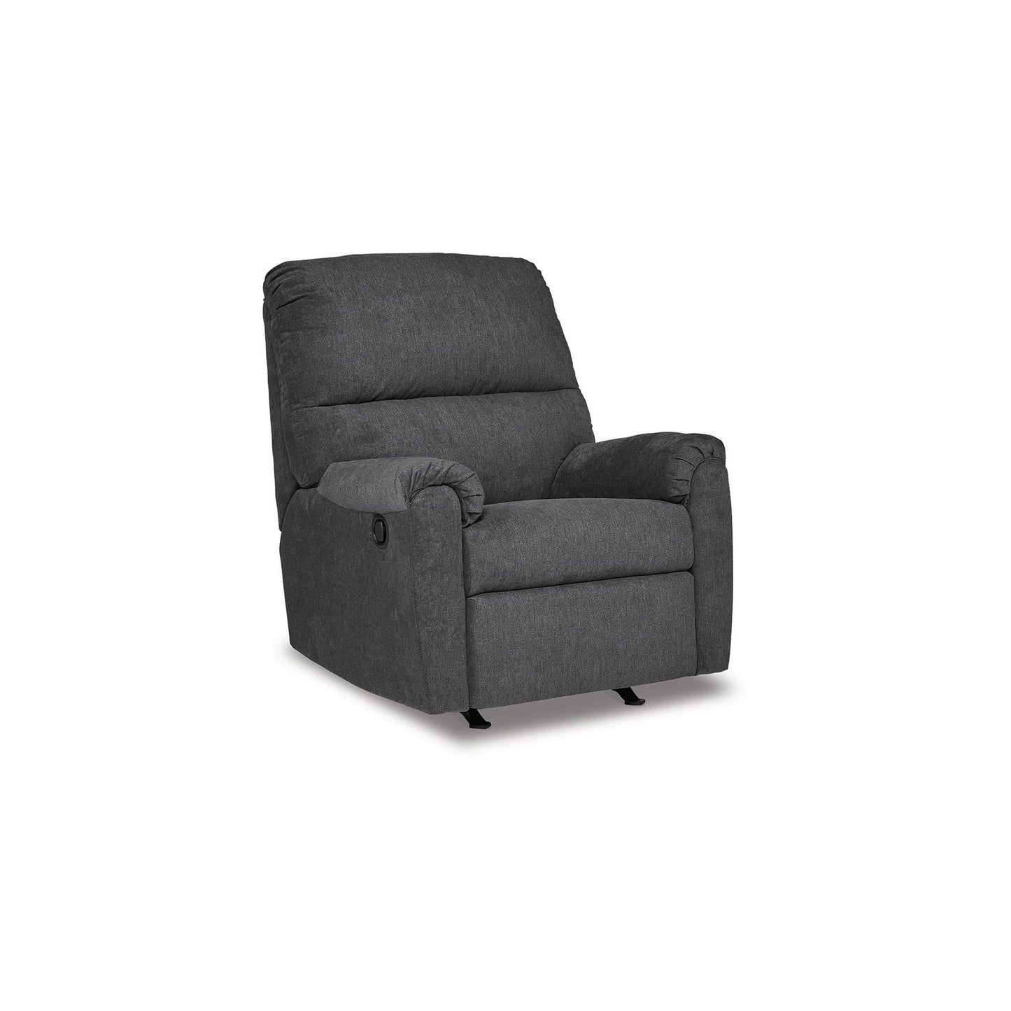 Fauteuil inclinable à bascule manuel Avel, polyester gris foncé, structure en métal