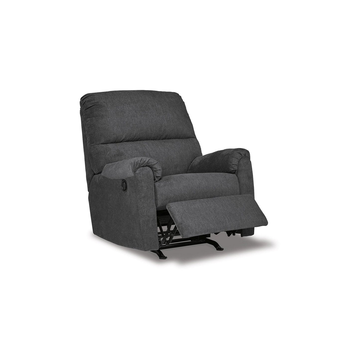 Fauteuil inclinable à bascule manuel Avel, polyester gris foncé, structure en métal