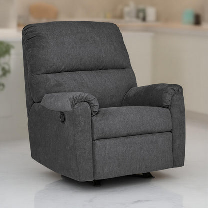 Fauteuil inclinable à bascule manuel Avel, polyester gris foncé, structure en métal