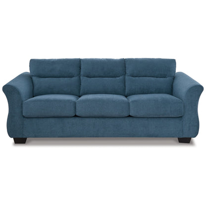 Canapé Avel, polyester bleu indigo doux, assise résistante à l'affaissement, 88 pouces