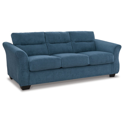 Canapé Avel, polyester bleu indigo doux, assise résistante à l'affaissement, 88 pouces