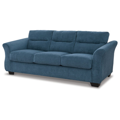 Canapé Avel, polyester bleu indigo doux, assise résistante à l'affaissement, 88 pouces