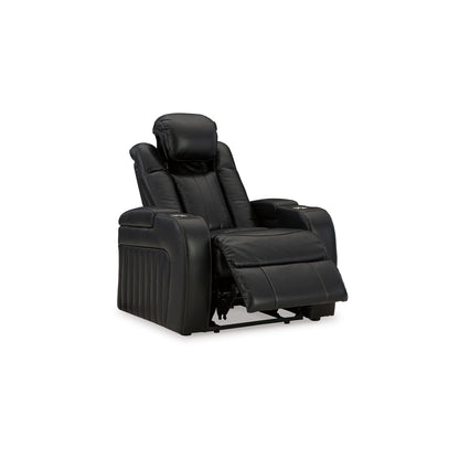 Fauteuil inclinable électrique Aven, caractéristiques haut de gamme, similicuir bleu nuit