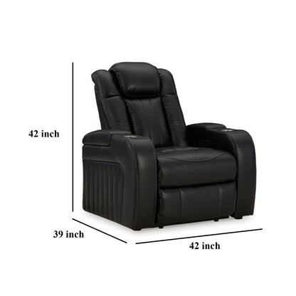 Fauteuil inclinable électrique Aven, caractéristiques haut de gamme, similicuir bleu nuit