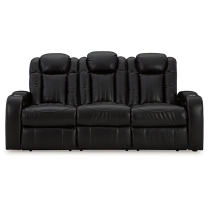 Canapé inclinable électrique Aven, LED, similicuir bleu nuit, 86 pouces