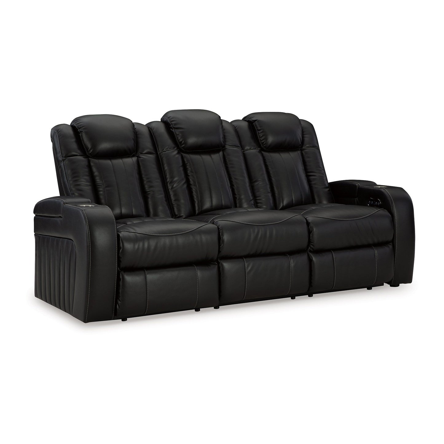 Canapé inclinable électrique Aven, LED, similicuir bleu nuit, 86 pouces