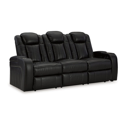 Canapé inclinable électrique Aven, LED, similicuir bleu nuit, 86 pouces