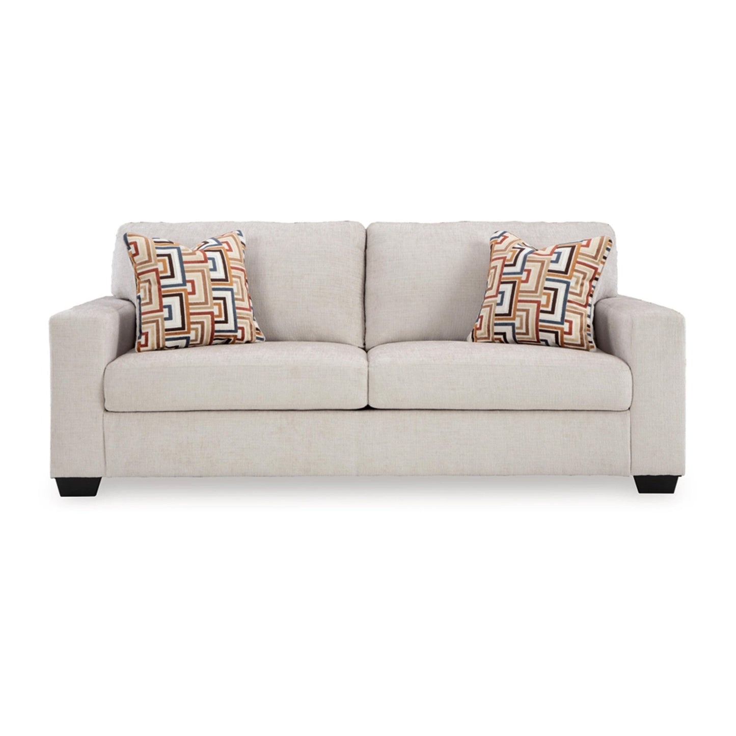 Canapé-lit Queen Avie, 2 coussins décoratifs, polyester ivoire, 85 pouces