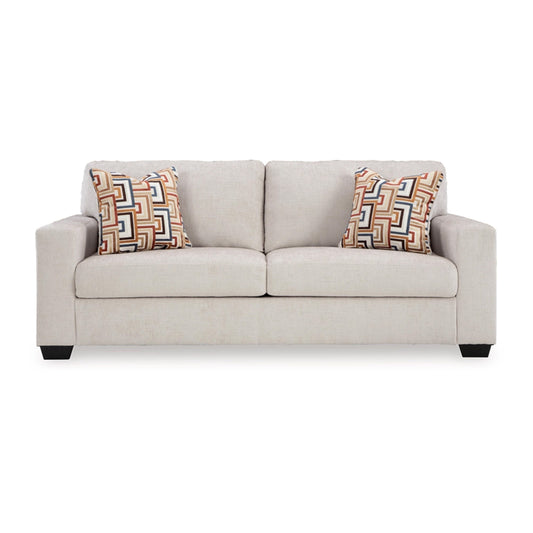 Canapé-lit Queen Avie, 2 coussins décoratifs, polyester ivoire, 85 pouces