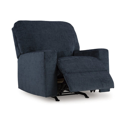 Fauteuil inclinable à bascule Avie avec mouvement doux, polyester bleu marine
