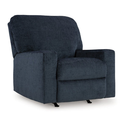 Fauteuil inclinable à bascule Avie avec mouvement doux, polyester bleu marine