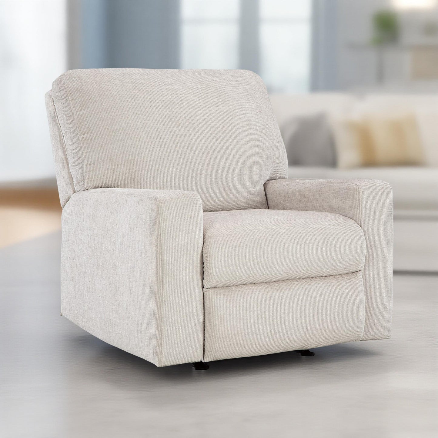 Fauteuil inclinable à bascule Avie, mouvement doux, polyester blanc ivoire