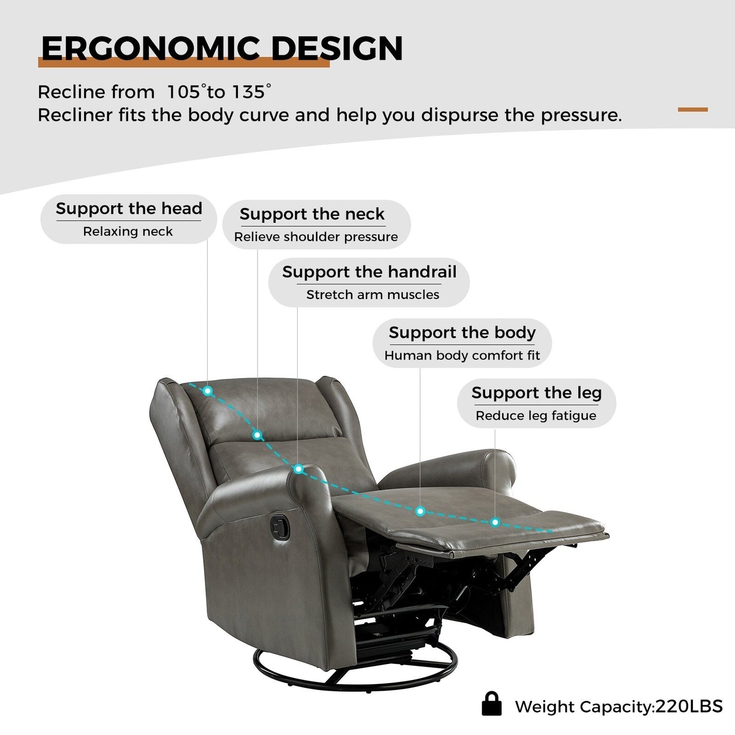 Chaise pivotante contemporaine pour chambre d'enfant Baksoho en similicuir avec base en métal par HULALA HOME