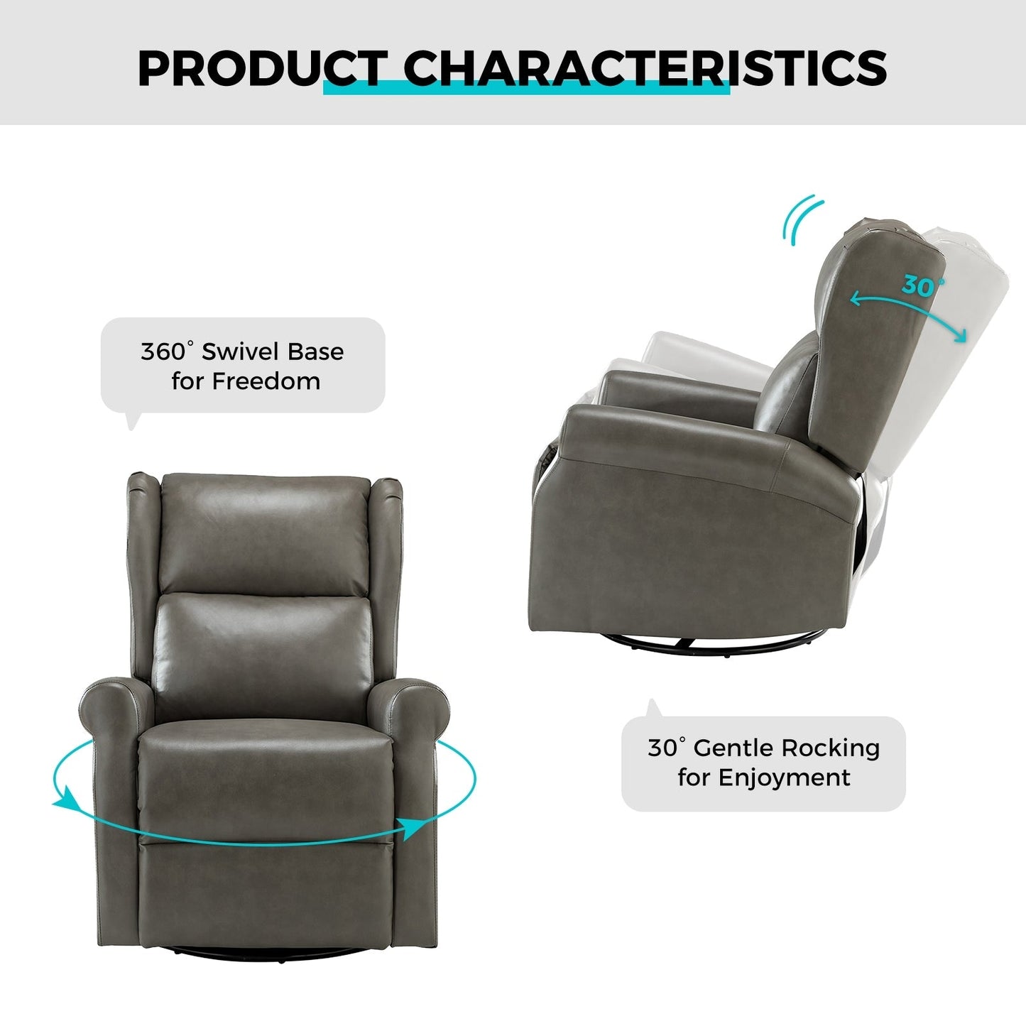 Chaise pivotante contemporaine pour chambre d'enfant Baksoho en similicuir avec base en métal par HULALA HOME