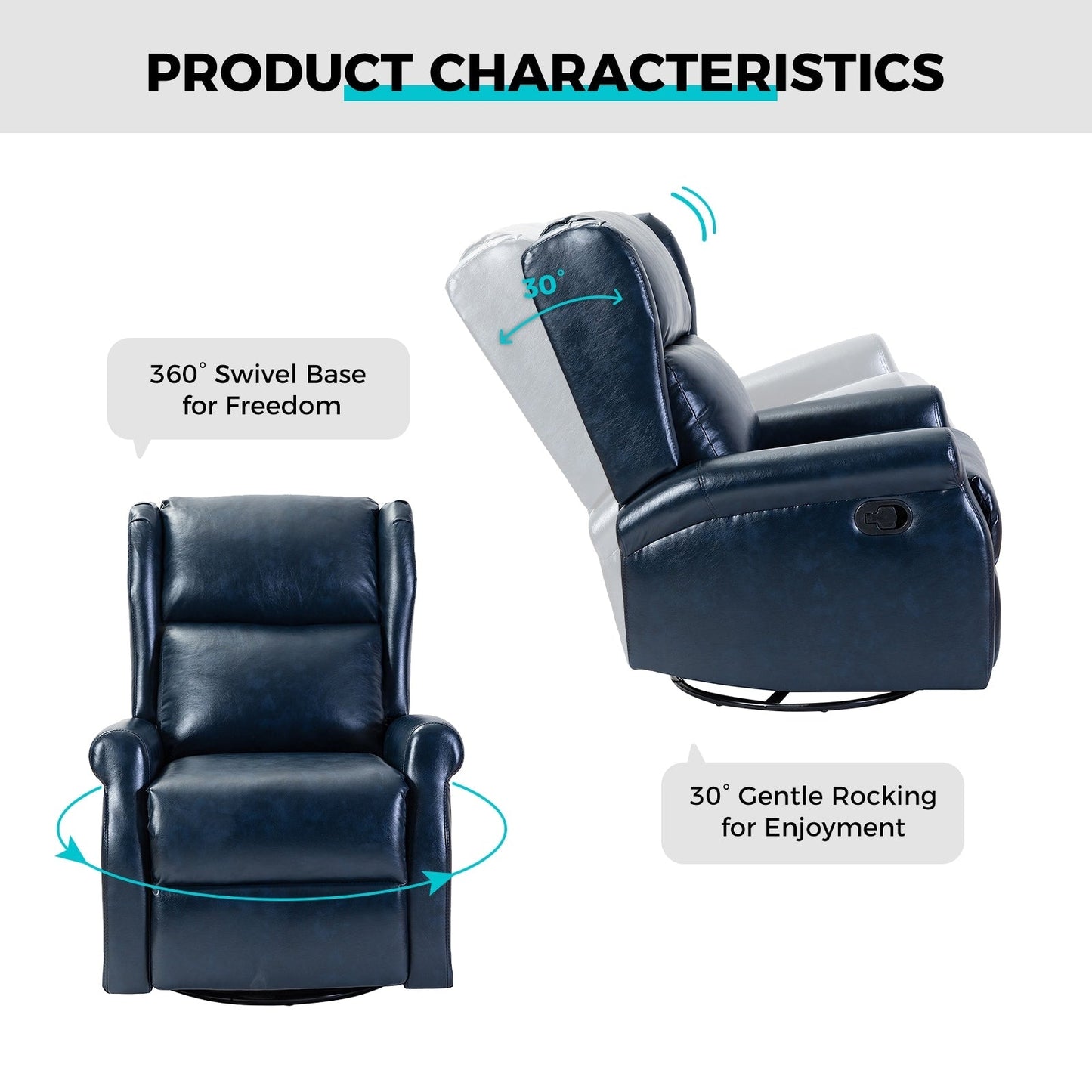 Chaise pivotante contemporaine pour chambre d'enfant Baksoho en similicuir avec base en métal par HULALA HOME