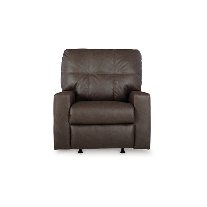 Fauteuil inclinable manuel Barl, 35 pouces, capitonné, similicuir marron foncé