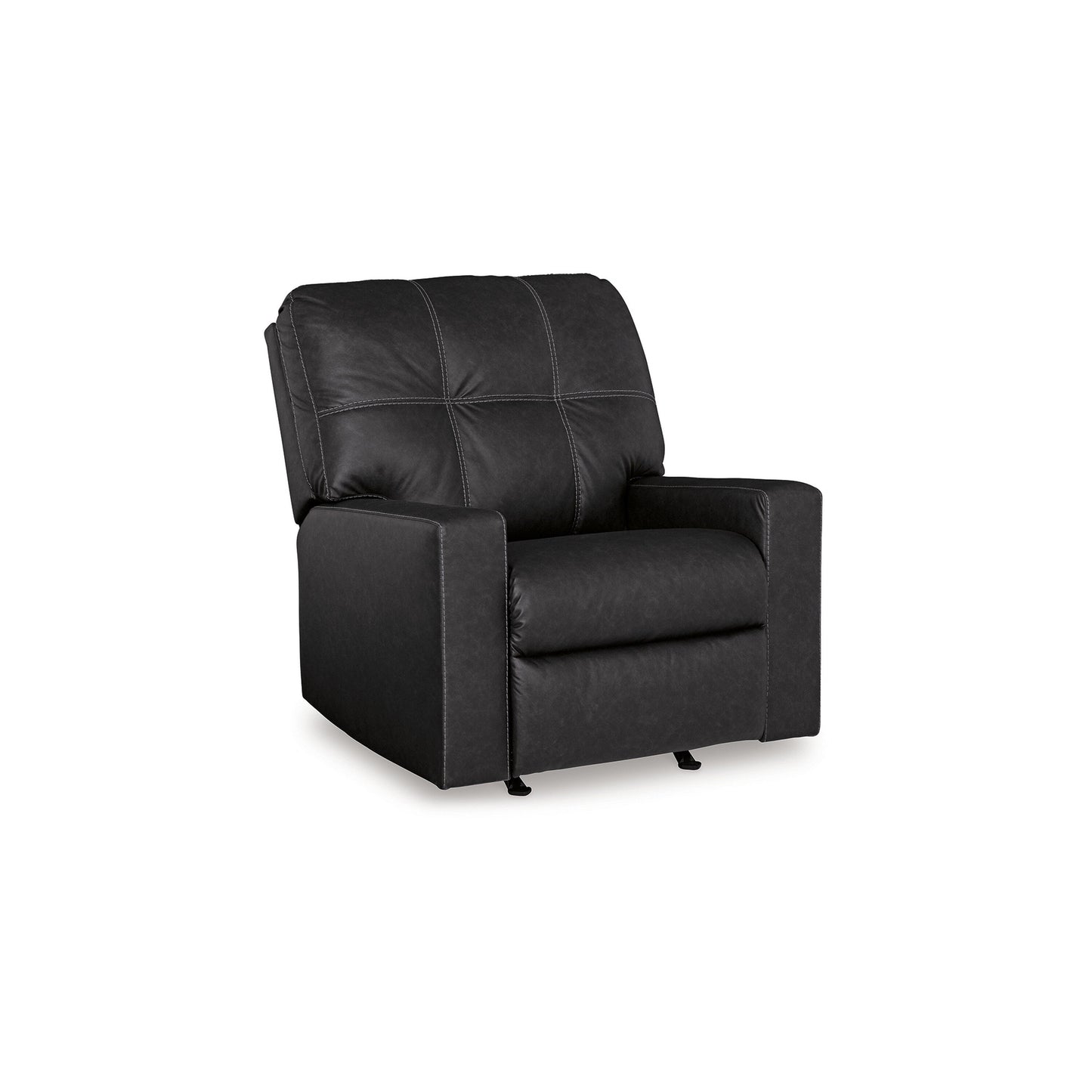 Fauteuil inclinable manuel Barl, 35 pouces, capitonné, similicuir noir riche