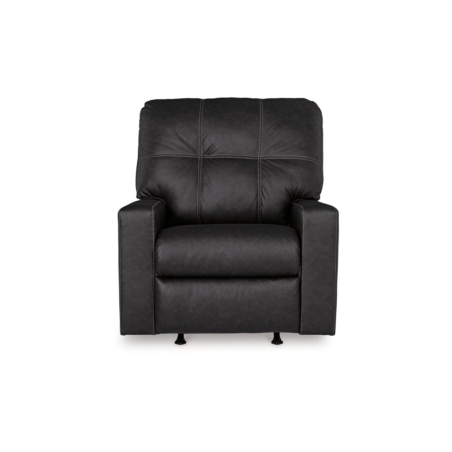 Fauteuil inclinable manuel Barl, 35 pouces, capitonné, similicuir noir riche