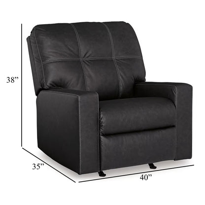 Fauteuil inclinable manuel Barl, 35 pouces, capitonné, similicuir noir riche
