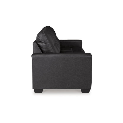 Canapé-lit Barl, lit gigogne queen size, 85 pouces, similicuir noir