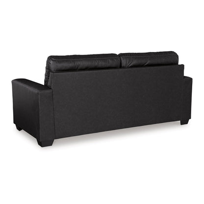 Canapé-lit Barl, lit gigogne queen size, 85 pouces, similicuir noir