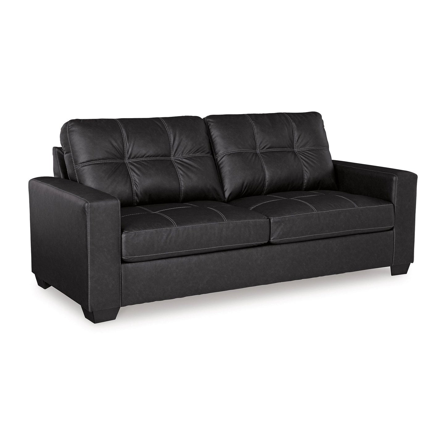 Canapé-lit Barl, lit gigogne queen size, 85 pouces, similicuir noir
