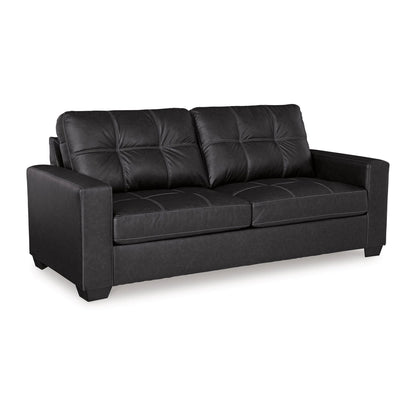 Canapé-lit Barl, lit gigogne queen size, 85 pouces, similicuir noir