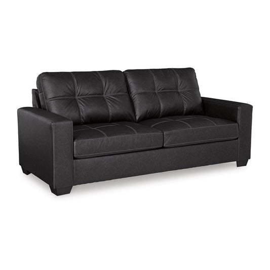 Canapé-lit Barl, lit gigogne queen size, 85 pouces, similicuir noir