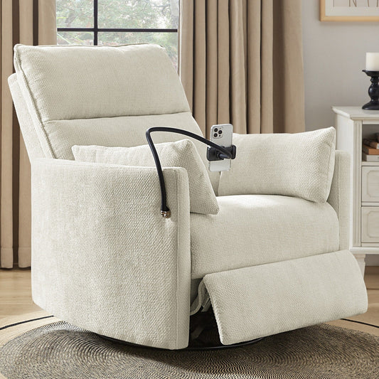 Fauteuil inclinable pivotant et électrique Barry Modern 38 pouces avec ports USB par HULALA HOME