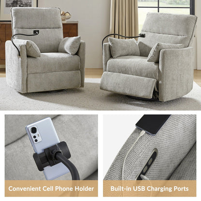 Fauteuil inclinable pivotant et électrique Barry Modern 38 pouces avec ports USB par HULALA HOME