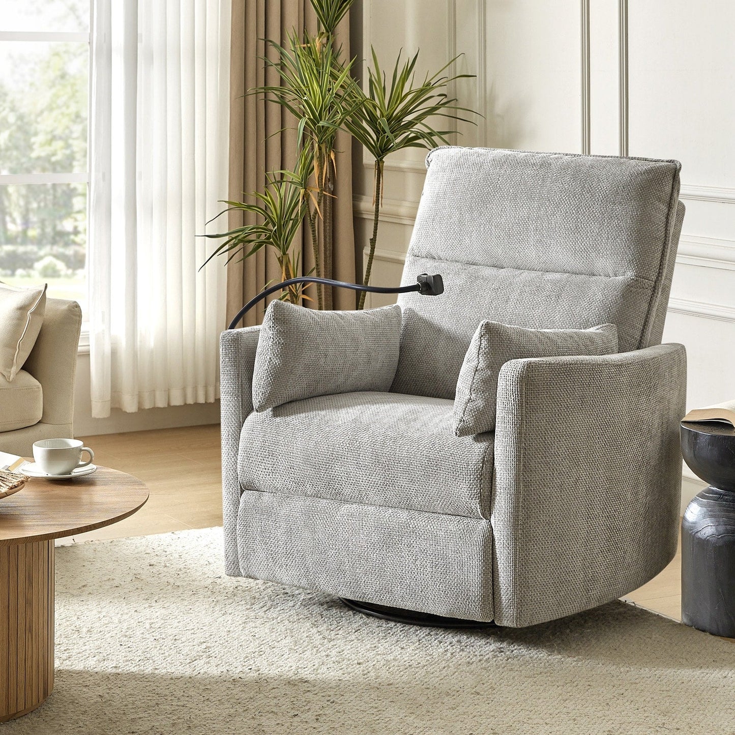 Fauteuil inclinable pivotant et électrique Barry Modern 38 pouces avec ports USB par HULALA HOME