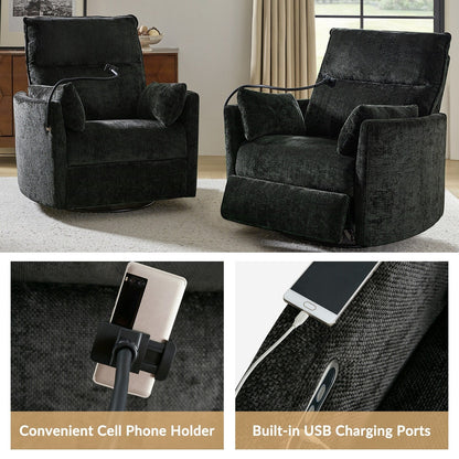 Fauteuil inclinable pivotant et électrique Barry Modern 38 pouces avec ports USB par HULALA HOME