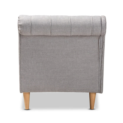 Chaise longue en bois de chêne avec revêtement en tissu Emeline de Baxton Studio