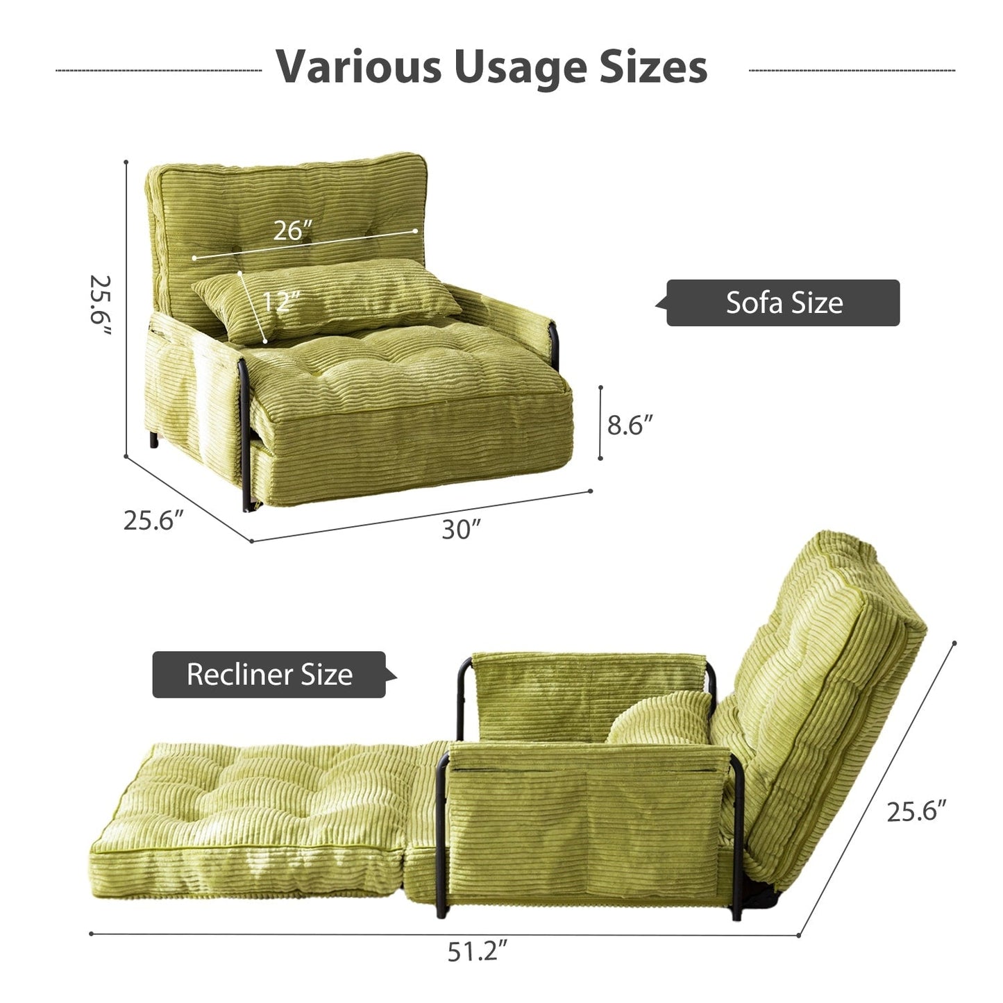 Canapé-lit poire, canapé-lit de sol - 30 x 25,6