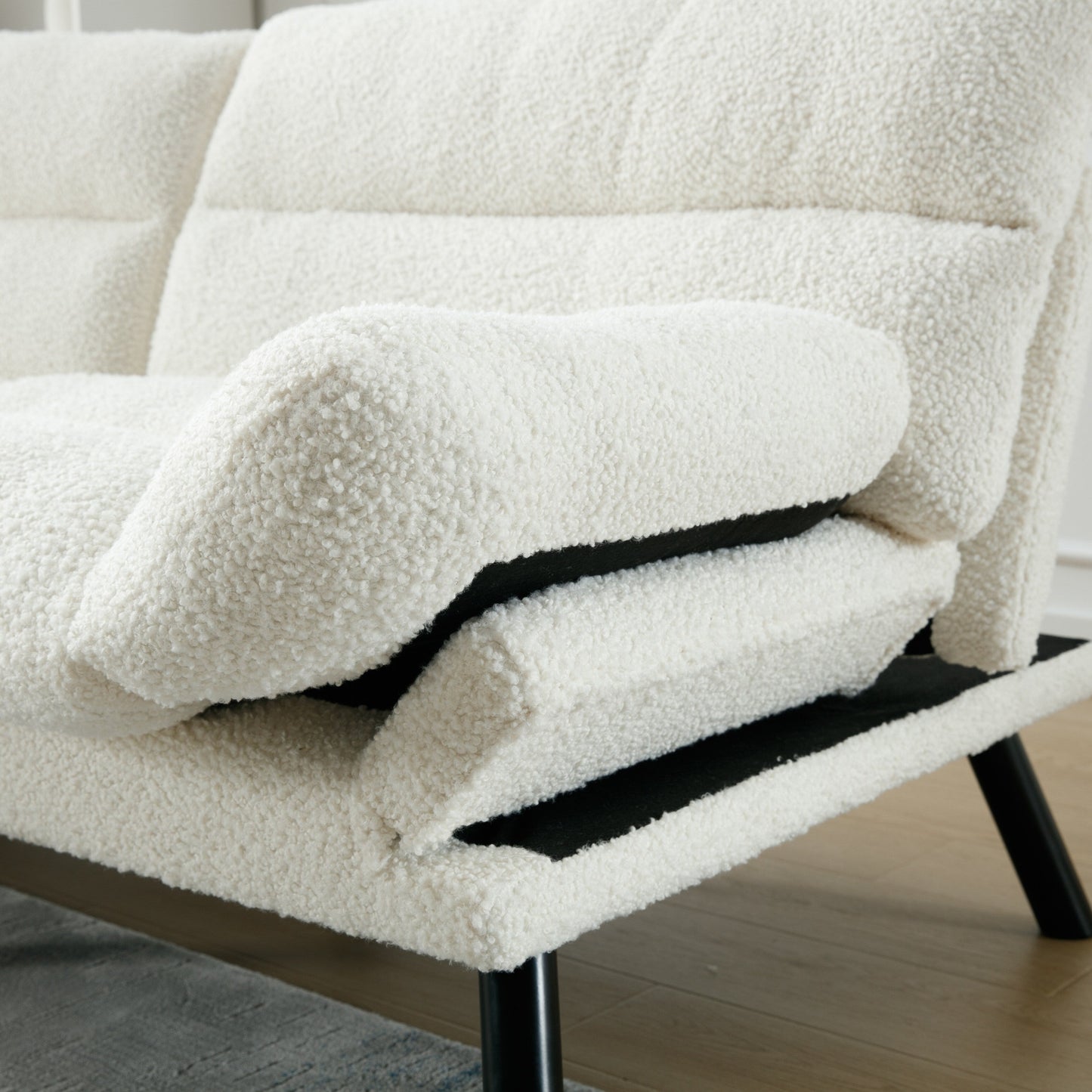 Meubles de chambre à coucher, meubles de salon, canapé avec coussin épais, canapé-lit, canapé-lit avec pieds en métal.