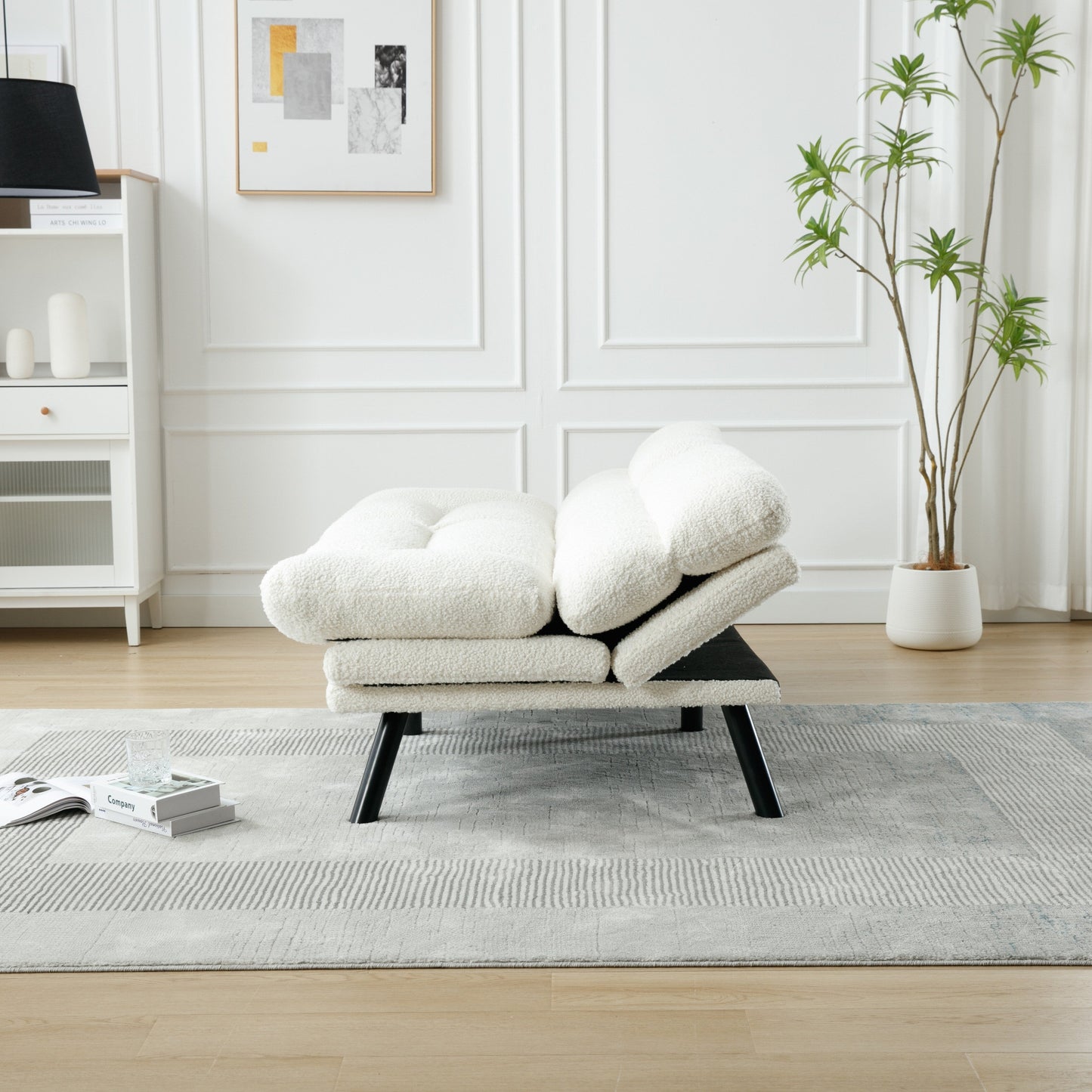 Meubles de chambre à coucher, meubles de salon, canapé avec coussin épais, canapé-lit, canapé-lit avec pieds en métal.