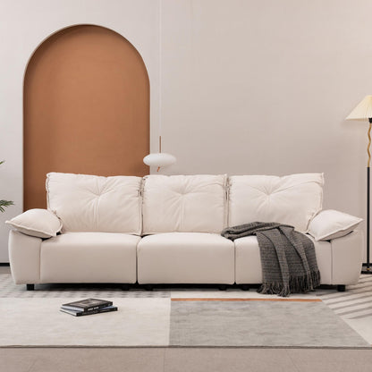 Canapé 3 places beige 102.34 avec taie d'oreiller et dossier amovibles pour le salon