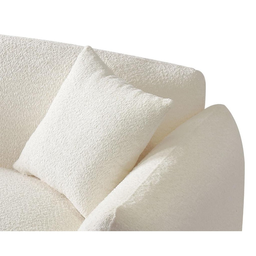 Canapé en tissu bouclé beige 102,36'' avec oreillers et coussin épais