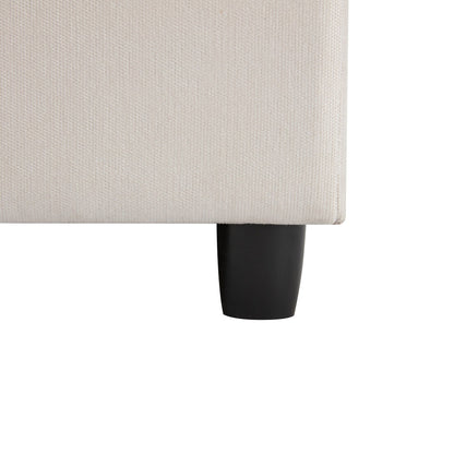 Canapé 3 places beige 119,5" en polyester avec 2 rangements et pieds en bois d'hévéa pour le salon