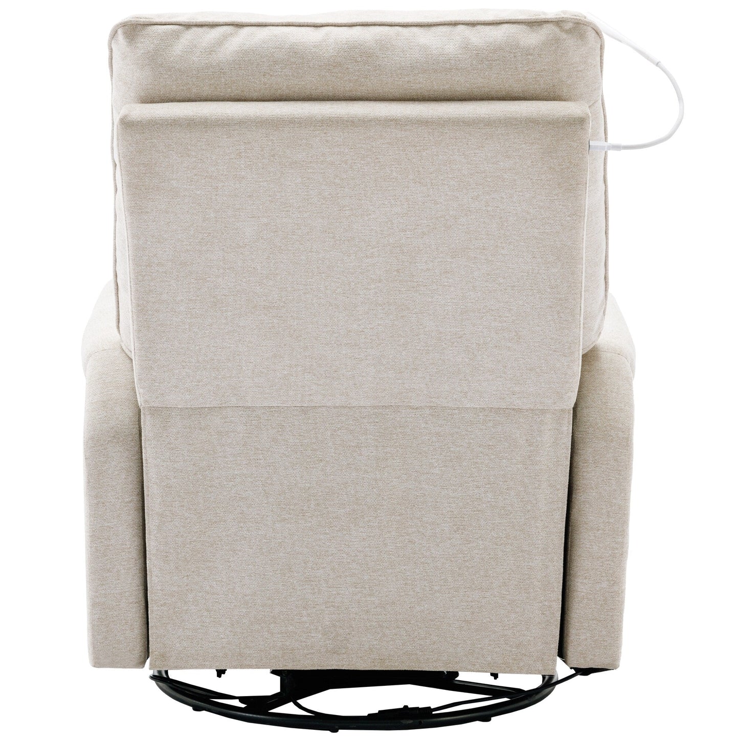 Fauteuil inclinable pivotant à 270° beige avec ports de chargement USB, lampe tactile, base à bascule et poche de rangement latérale