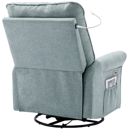 Fauteuil inclinable pivotant à 270° beige avec ports USB, base basculante, poche latérale et lampe tactile pour un usage domestique