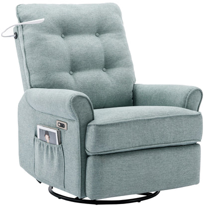 Fauteuil inclinable pivotant à 270° beige avec ports USB, base basculante, poche latérale et lampe tactile pour salon/chambre