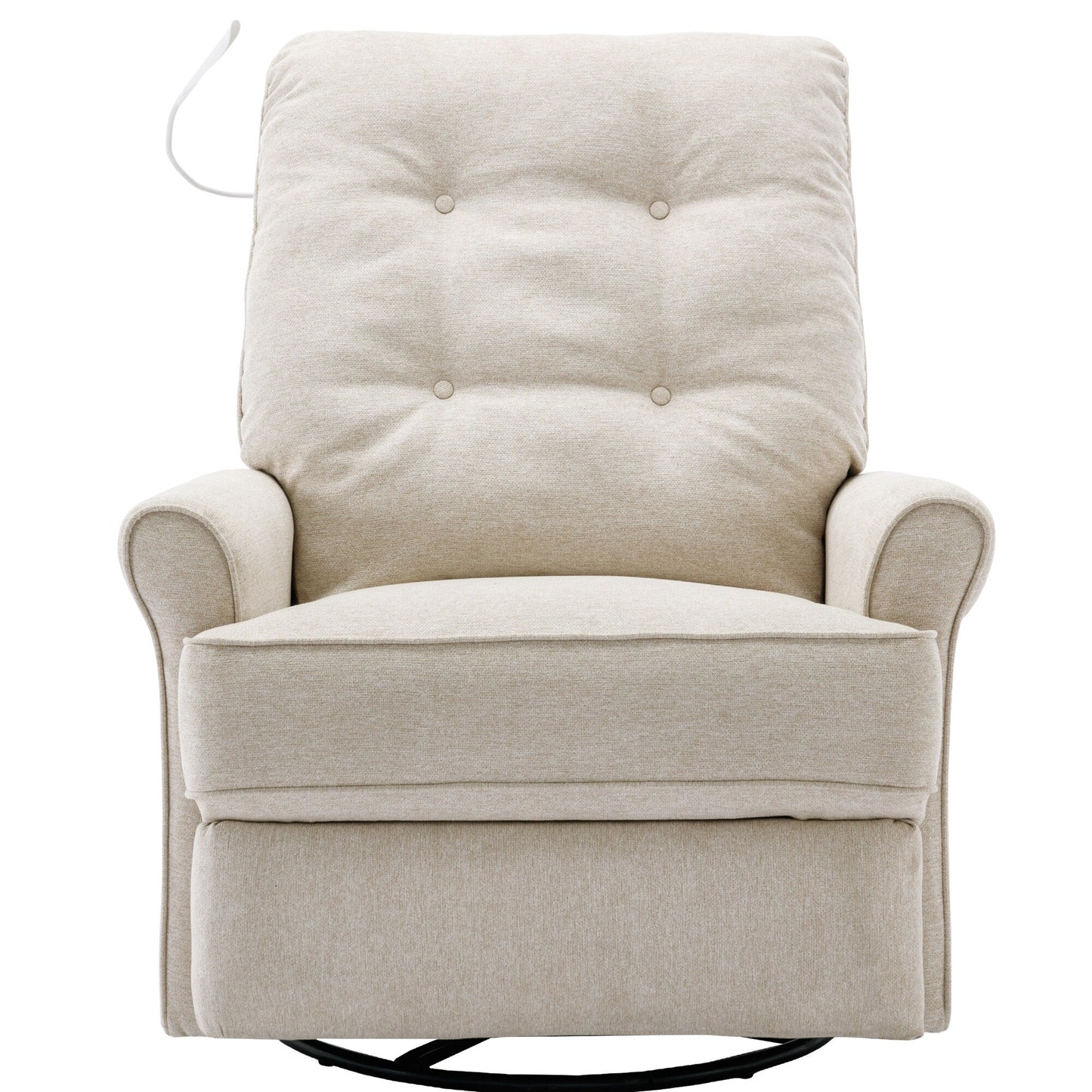 Fauteuil inclinable pivotant à 270° beige avec ports USB, base basculante, poche latérale et lampe tactile pour salon/chambre